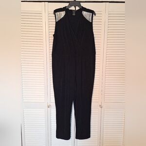 Affinity For Knits Black Sleeveless Studded Pleated Jumpsuit 2X *U